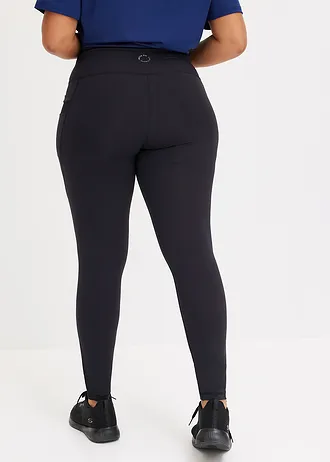 Comfort sportlegging met mesh en telefoonzak, Kleur: zwart