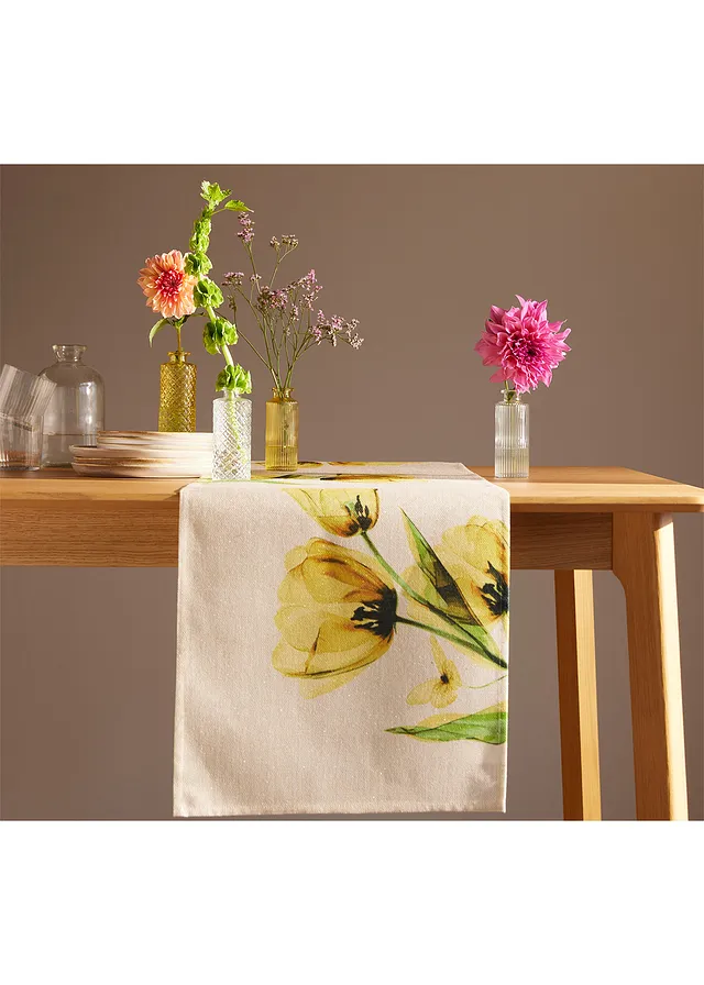Chemin de table, Couleur: jaune/crème