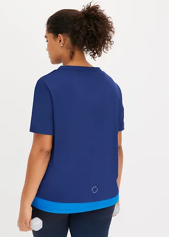 2-in-1 sportshirt, sneldrogend, Kleur: marineblauw-horizonblauw