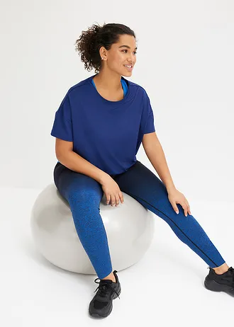 2-in-1 sportshirt, sneldrogend, Kleur: marineblauw-horizonblauw