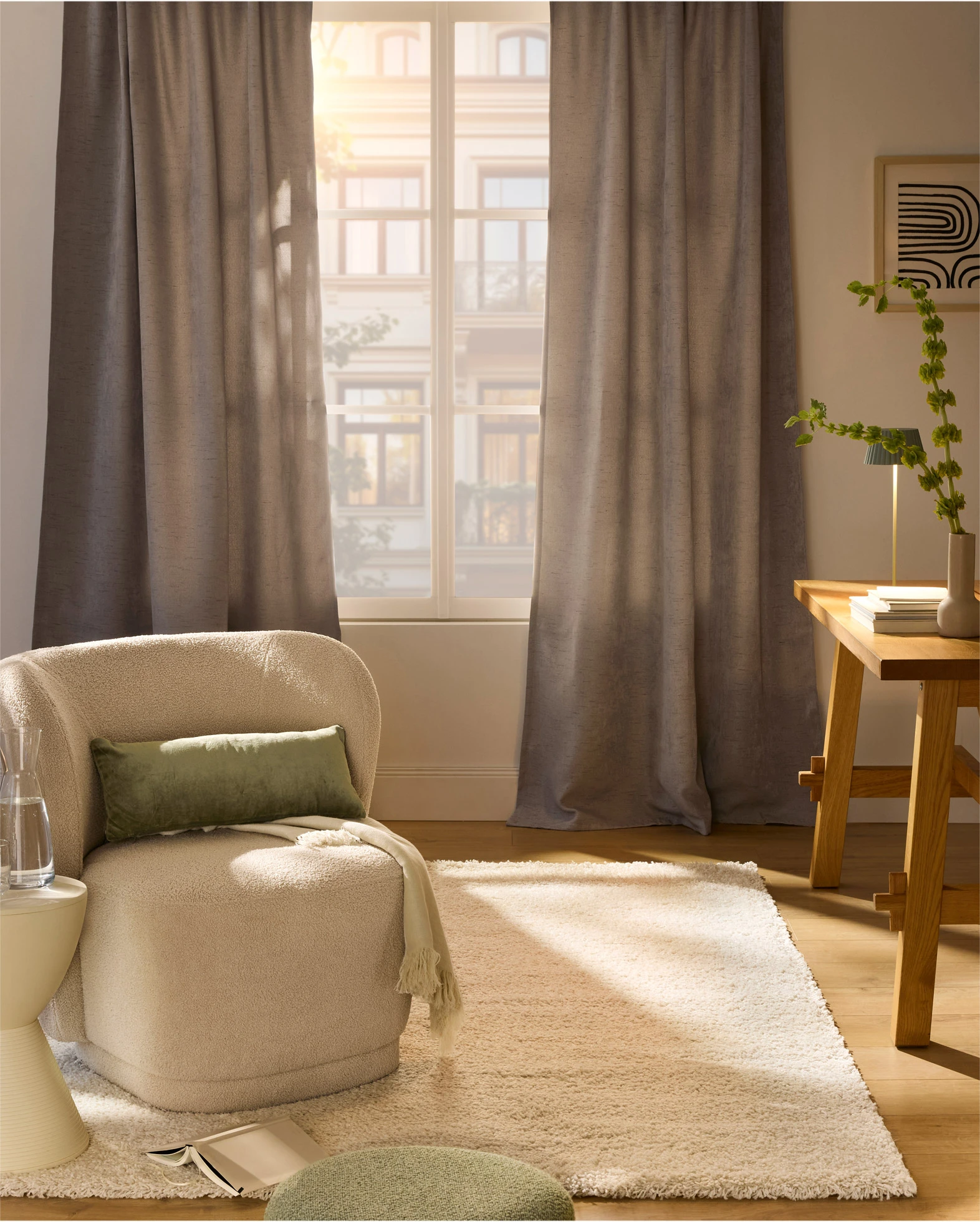 Verduisterend gordijn met lichte structuur (set van 2) • bruin • bonprix online shop