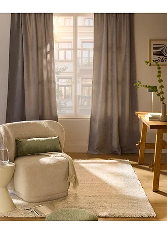 Verduisterend gordijn met lichte structuur (2 stuks), Kleur: bruin