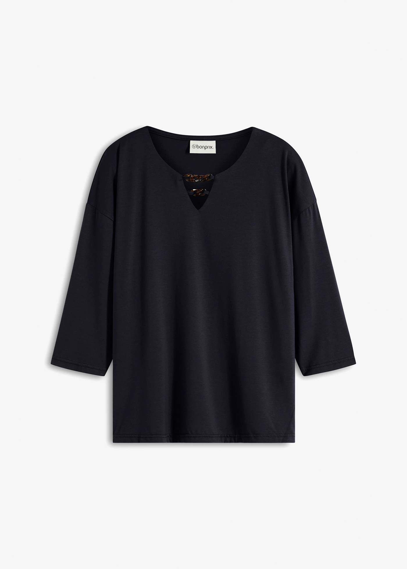 Bluză tricot tip tunică • negru • magazin bonprix