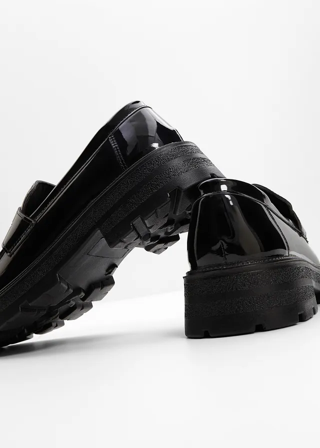 Chunky loafers met een lichte zool, Kleur: zwart