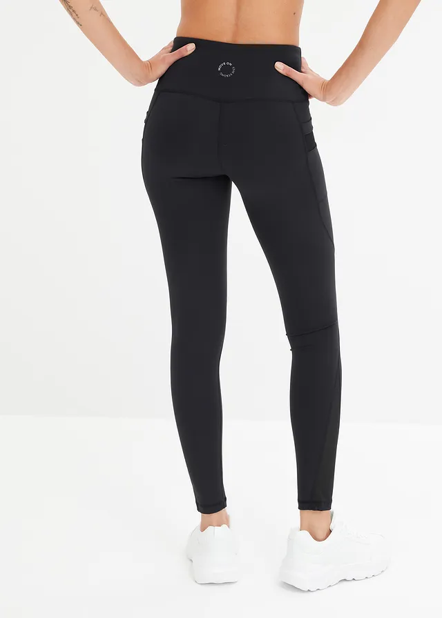 Legging de sport confortable avec mesh et poche pour portable, Couleur: noir