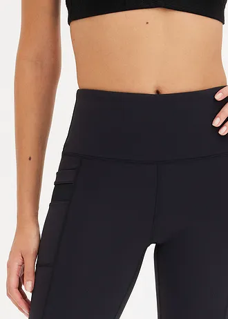 Comfort sportlegging met mesh en telefoonzak • zwart • bonprix online shop