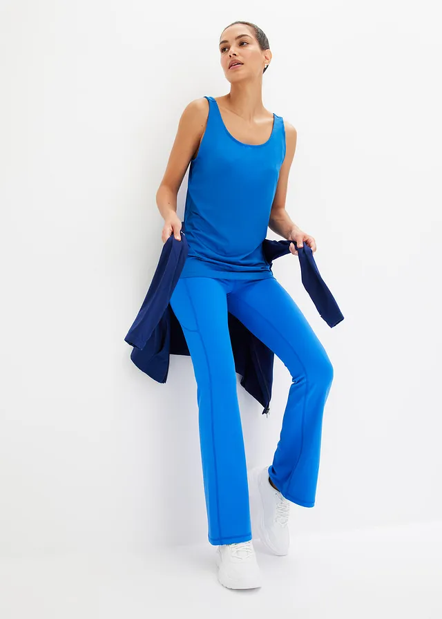 Sporttop met geïntegreerde bralette, sneldrogend horizonblauw