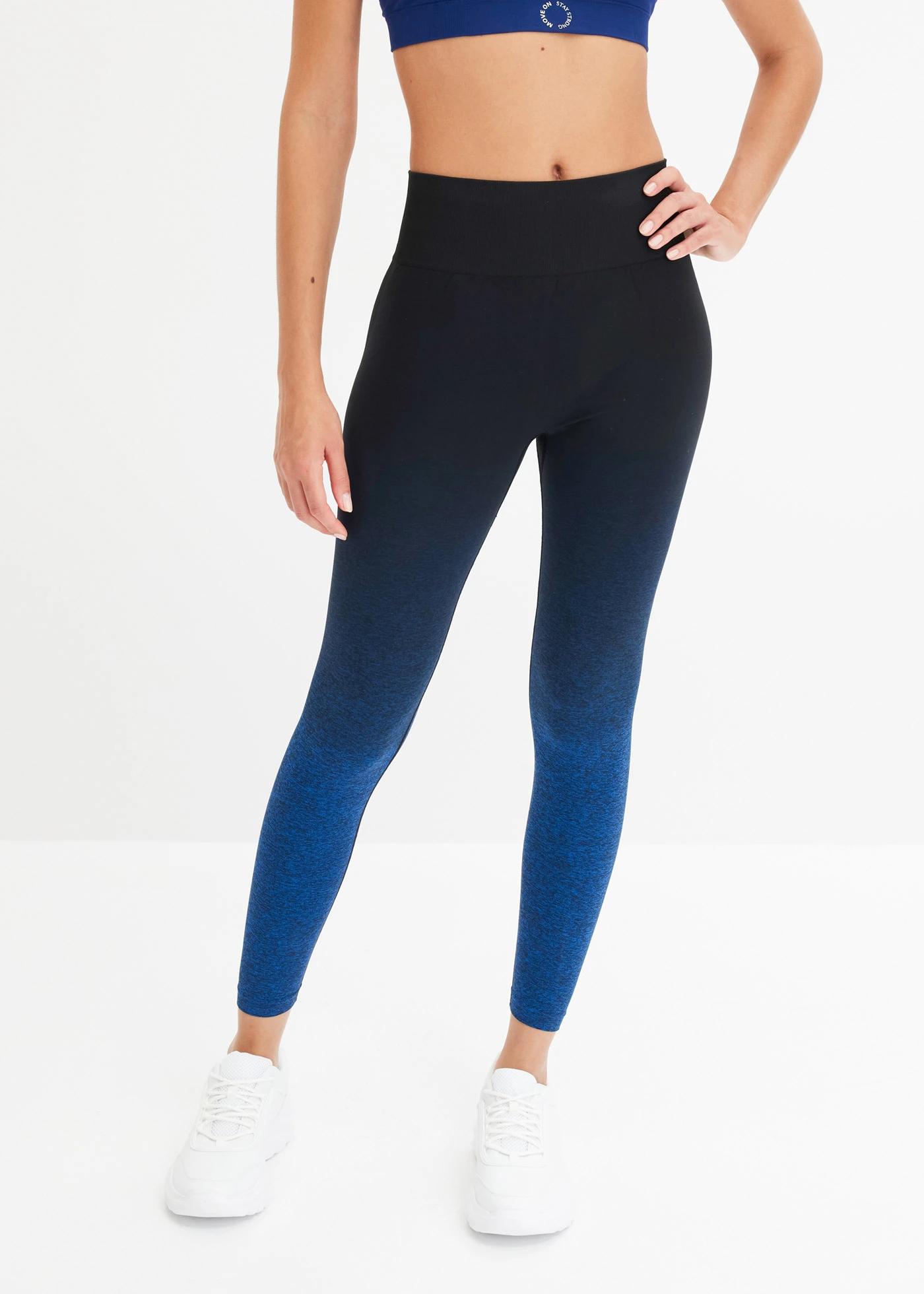 Seamless sport legging színátmenetellel, gyorsan szárad • horizont kék-fekete • bonprix áruház
