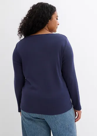Shirt met ronde hals van puur biologisch katoen, Kleur: donkerblauw
