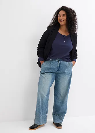 Shirt met ronde hals van puur biologisch katoen, Kleur: donkerblauw