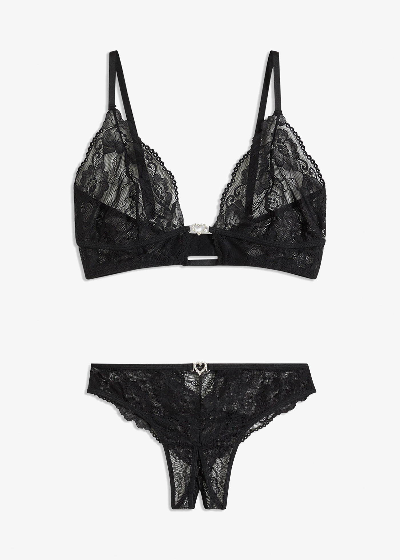 Ensemble soutien-gorge brassière et string ouvert • noir • Boutique bonprix