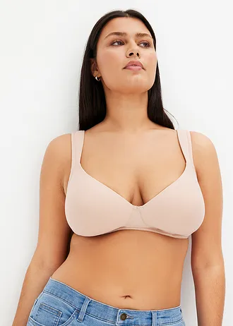 Voorgevormde bh met beugel van biologisch katoen (set van 2), Kleur: zwart + mat beige