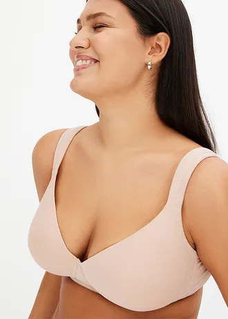 Vyztužená podprsenka s kosticemi a s organickou bavlnou (2ks v balení), barva: černá + matně béžová