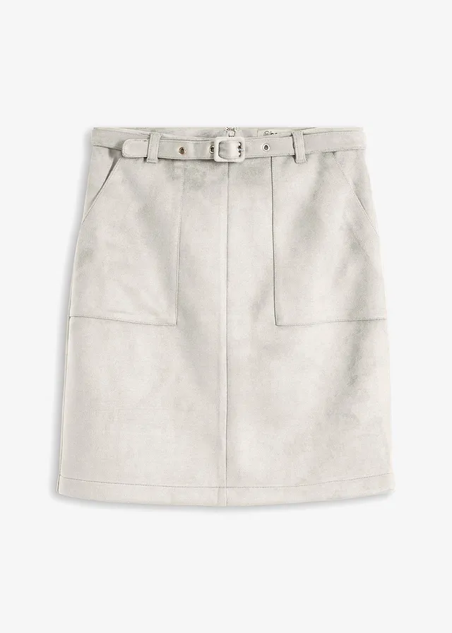 Fustă din imitație de piele întoarsă și curea