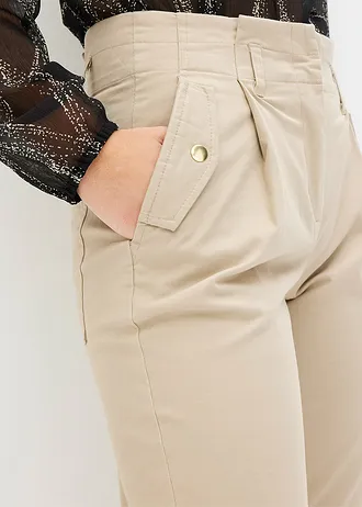 Lehké keprové kalhoty s pasem paperbag • písková • bonprix obchod