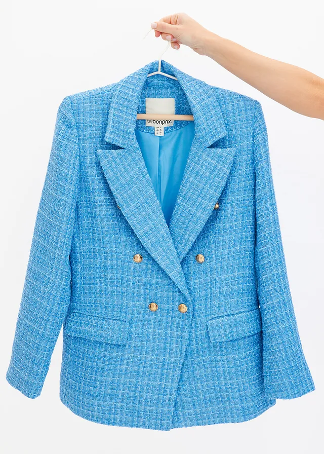 Blazer en maille bouclette à boutonnage double • bleu brillant chiné • product-page.page-title-suffix