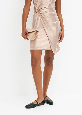 Mini jurk met decoratieve gesp • mat glanzend beige • bonprix online shop