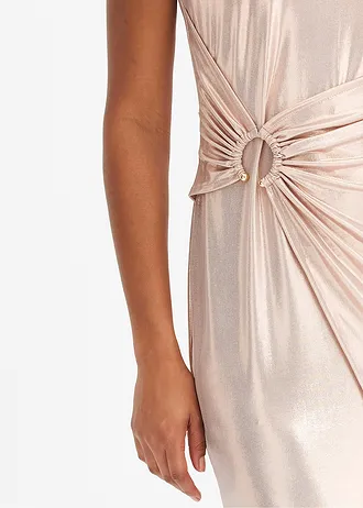 Mini jurk met decoratieve gesp • mat glanzend beige • bonprix online shop