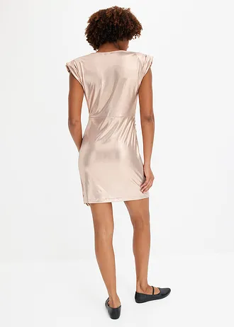 Mini jurk met decoratieve gesp • mat glanzend beige • bonprix online shop