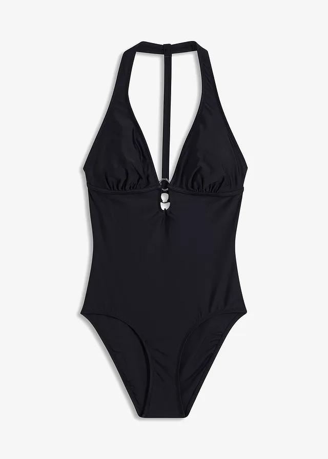 Badpak met een diepe V-hals, Kleur: zwart
