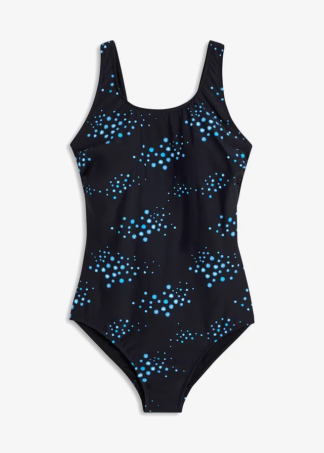 Modelujący kostium kąpielowy, lekki stopień modelowania sylwetki • czarny w kropki • sklep bonprix