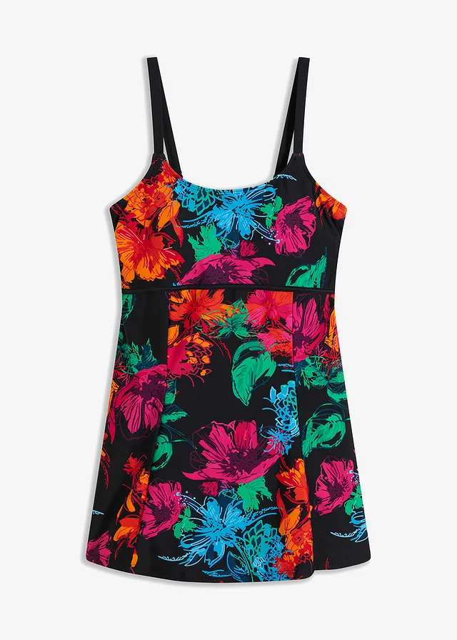 Costum de baie tip rochiță cu decolteu rotund