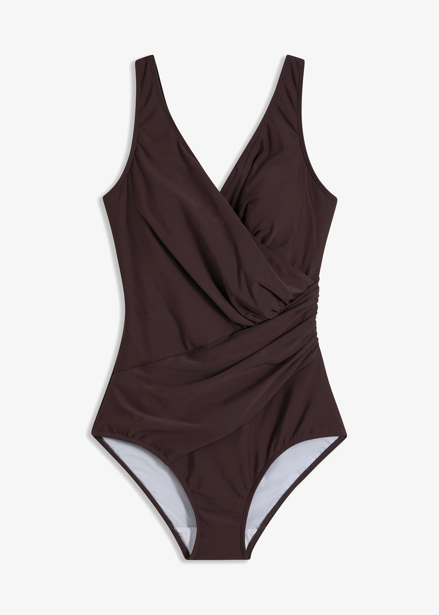 Maillot 1 pièce sculptant et croisé, maintien modéré • marron • Boutique bonprix