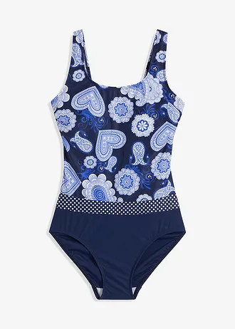 Stahovací jednodílné plavky, střední tvarující efekt • modro-bílá • bonprix obchod