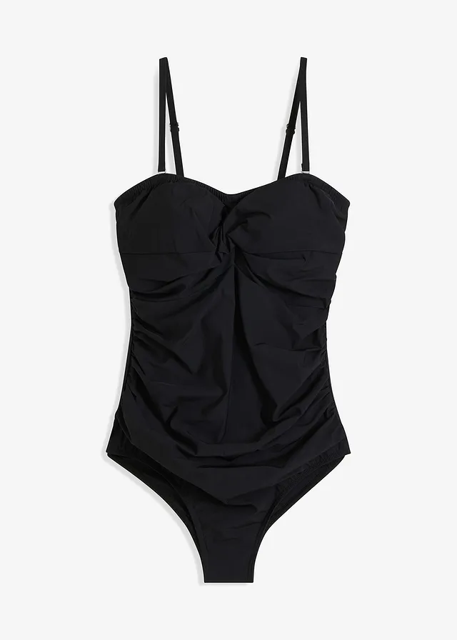 Costum de baie cu aspect petrecut, cu efect de modelare ușor • negru • magazin bonprix