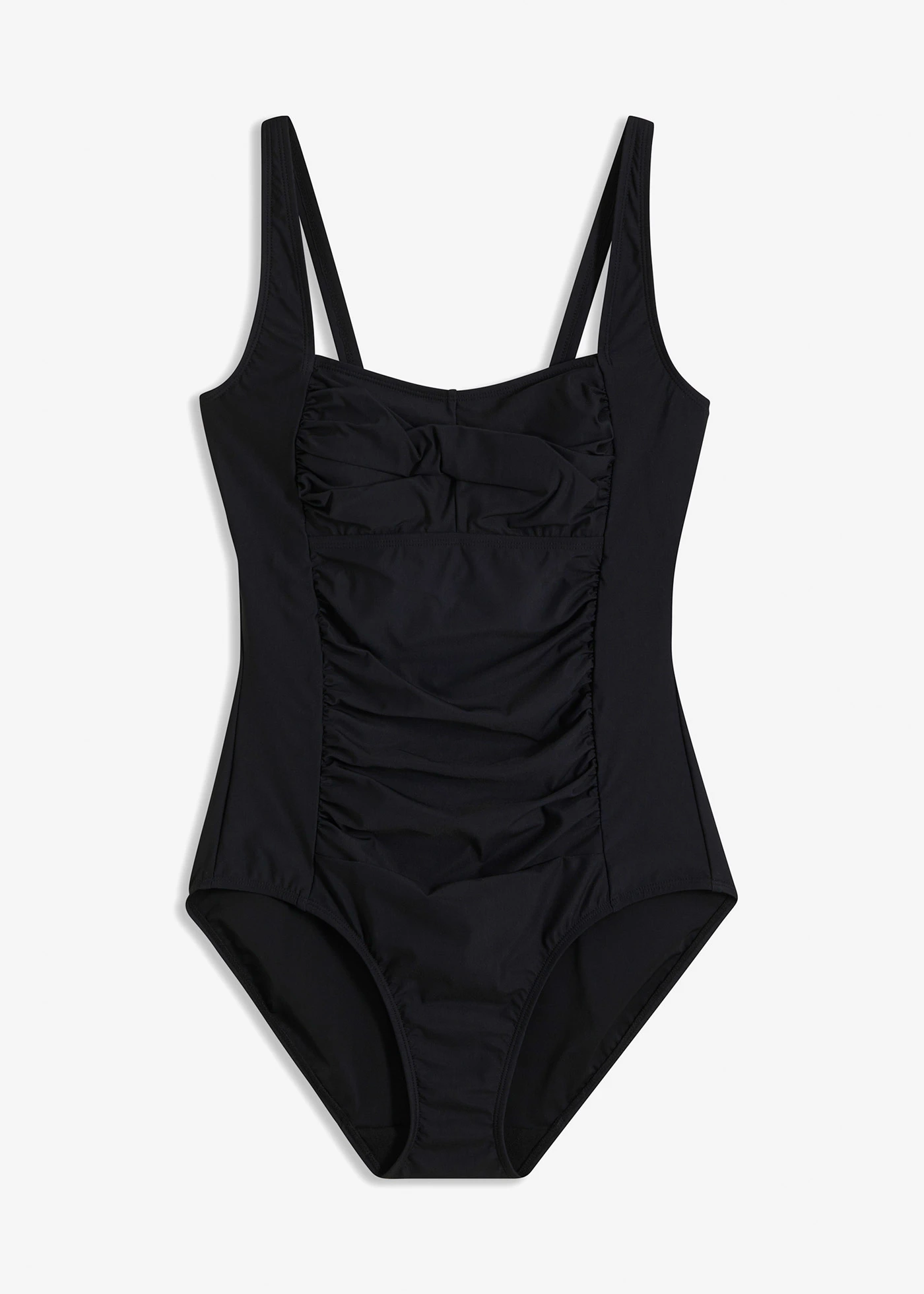 Modelujący kostium kąpielowy z kopertowym dekoltem, średni stopień modelowania sylwetki • czarny • sklep bonprix