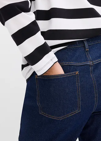 Mom jeans high waist, cropped, Kleur: diepblauw denim ongewassen