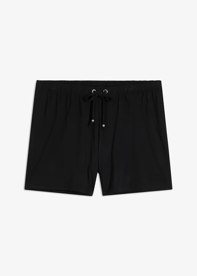 Strandshort in een soepele viscosemix, Kleur: zwart