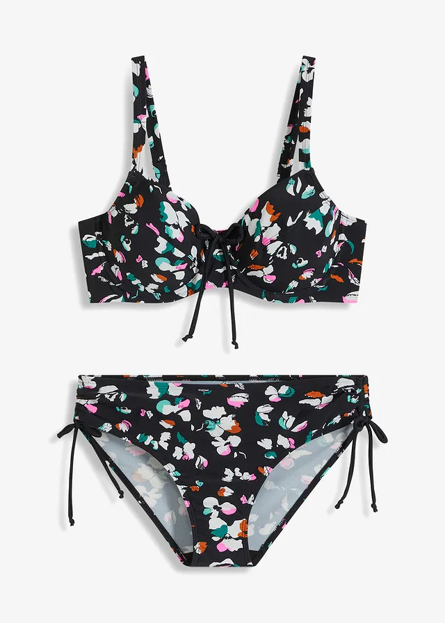 Minimizer bikini met bandjes (2-dlg. set), Kleur: grafische print zwart/wit