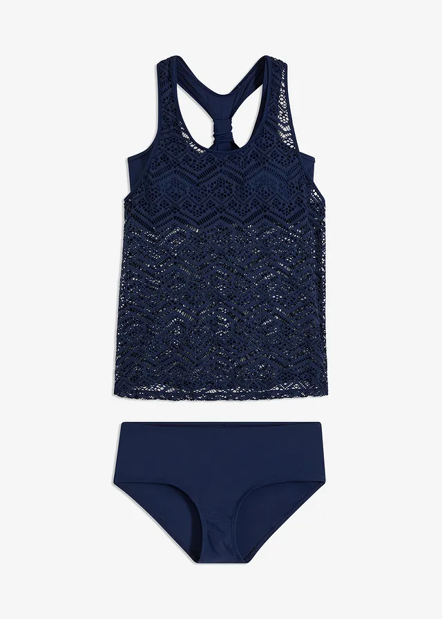 Costum de baie tankini (set/2 piese) din dantelă