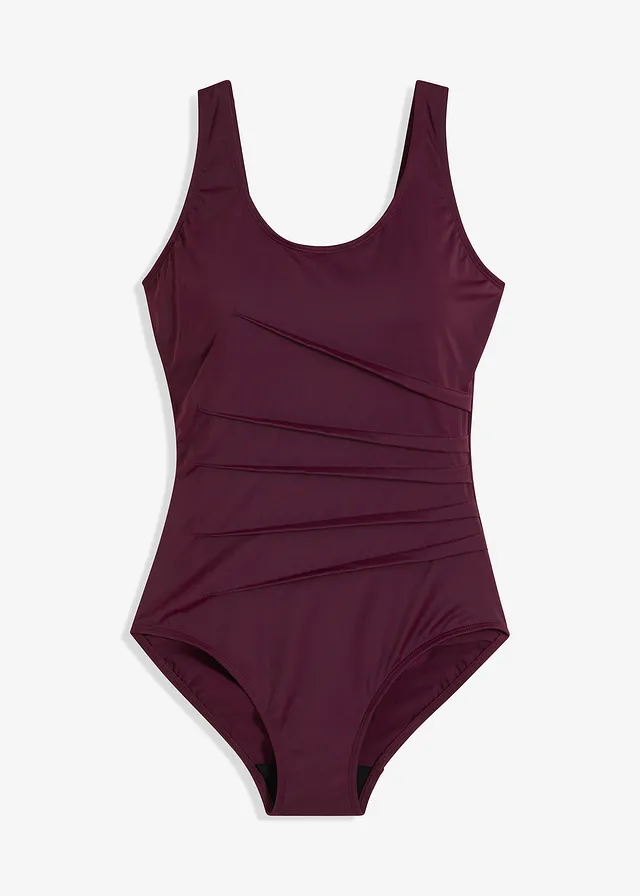 Maillot 1 pièce sculptant, maintien léger, avec plis décoratifs