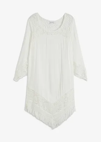 Plážová tunika s krajkou, z viskózy • bílá • bonprix obchod