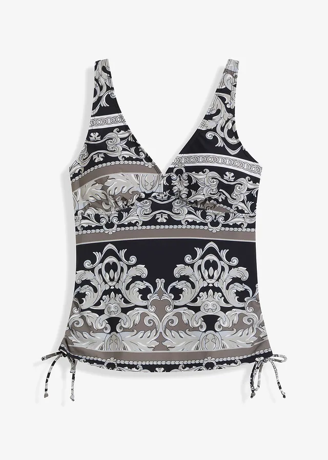 Haut de tankini, Couleur: noir/blanc/gris