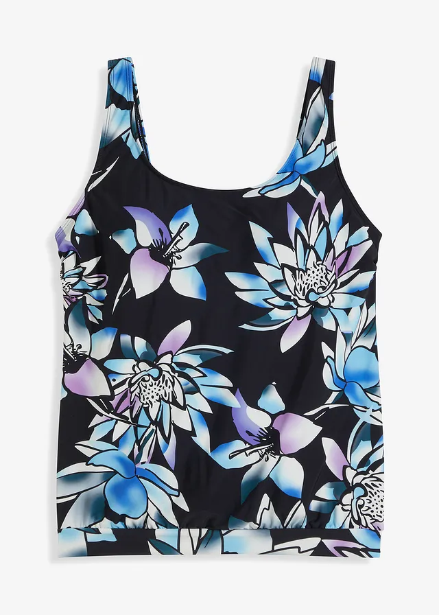 Haut de tankini oversize, Couleur: noir/bleu floral