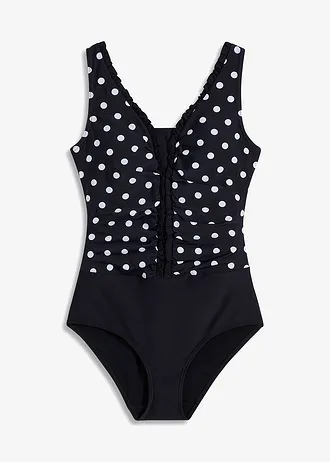 Stahovací jednodílné plavky, střední tvarující efekt, s řasením