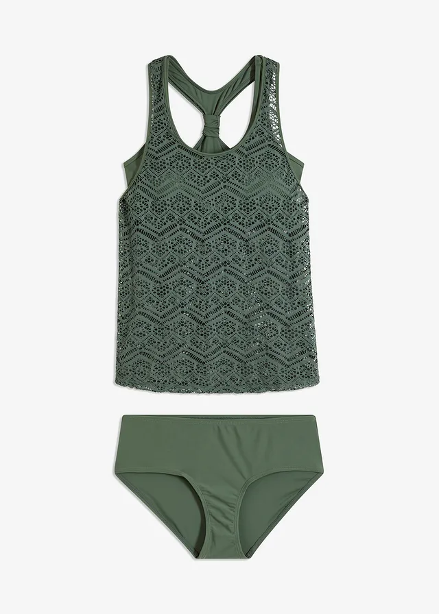 Tankini (2-dlg. set) van kant, Kleur: olijfgroen