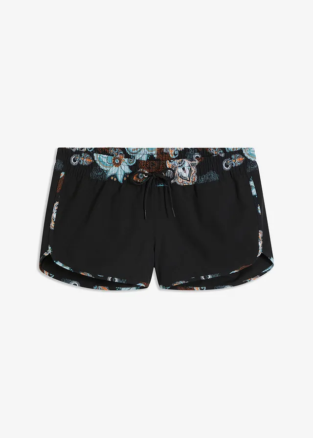 Strandshort, Kleur: zwart paisley
