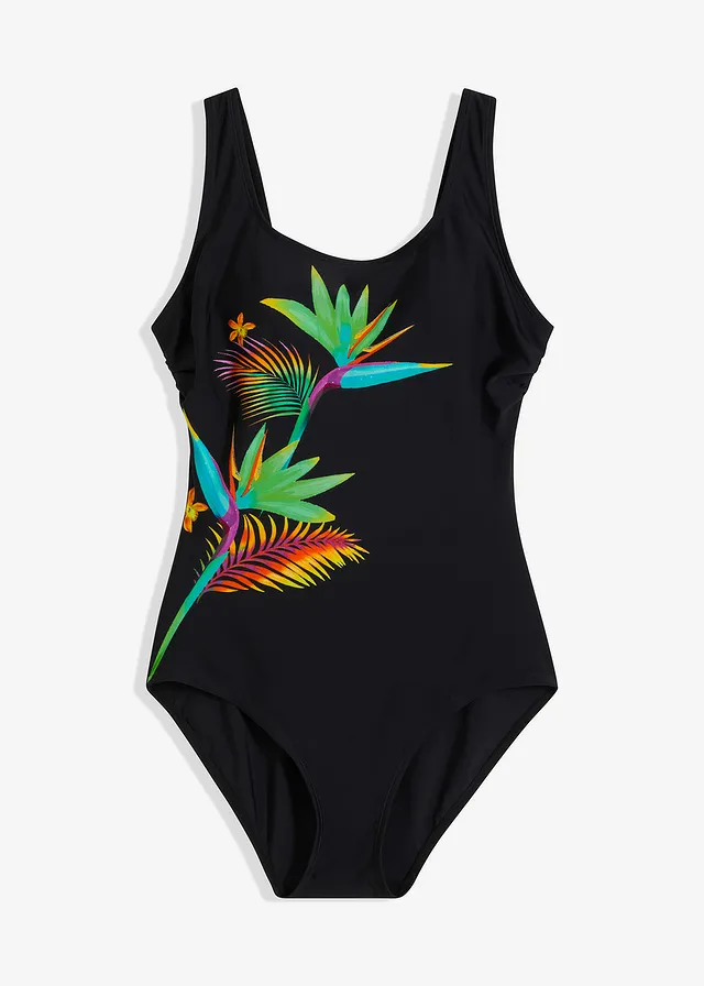 Badpak met gerecycled polyamide, Kleur: zwart met print