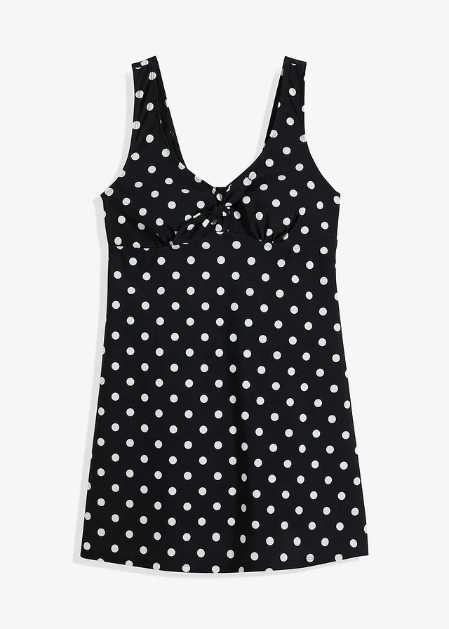 Costum de baie tip rochiță cu bretele late