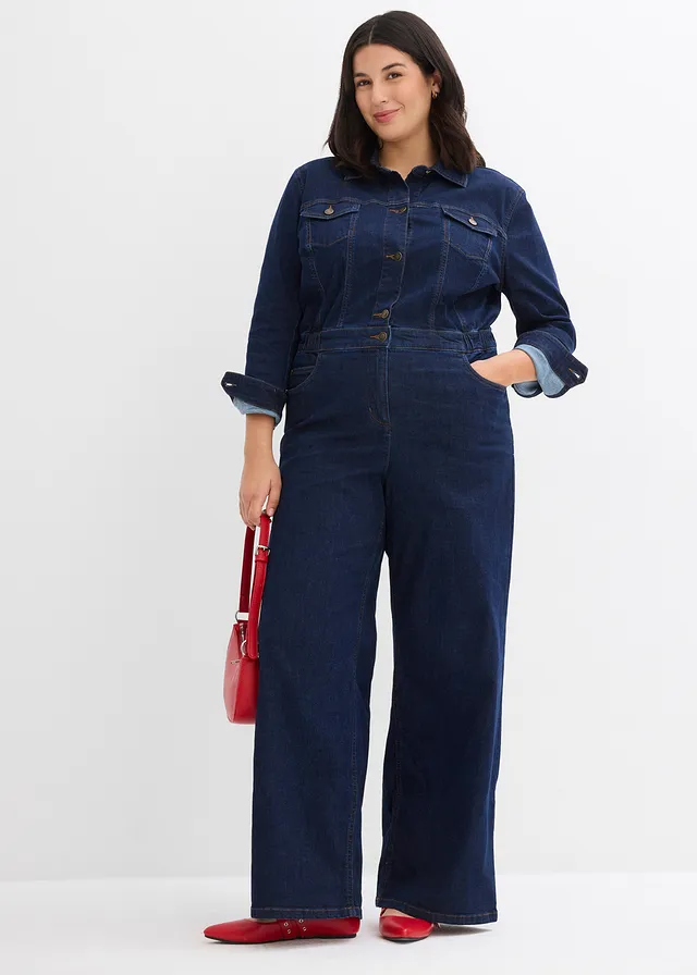 Combinaison en jean, Couleur: bleu foncé denim brut