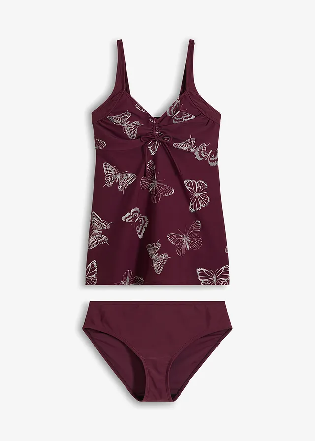 Costum baie tankini lung cu decolteu în V (set/2piese)