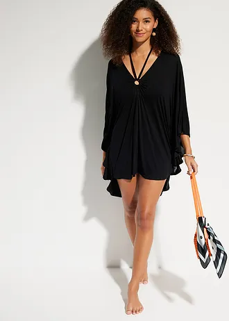 Transparante strandtuniek van viscose • zwart • bonprix online shop