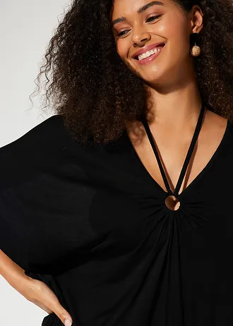 Průsvitná plážová tunika z viskózy • černá • bonprix obchod