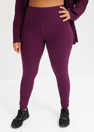 Comfort sportlegging met telefoonzakje, sneldrogend, Kleur: vlierbes