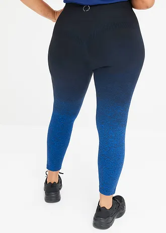 Naadloze legging met kleurverloop, sneldrogend, Kleur: horizonblauw-zwart
