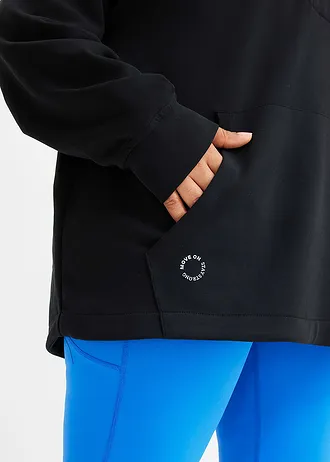 Bő sport szabadidőfelső modállal, ultra puha • fekete plus size • bonprix áruház